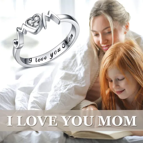 Miniatura 5 de YFN - Anillos de plata de ley 925 para mamá y madre