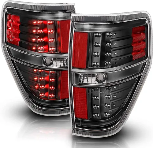 AmeriLite - Juego de luces LED de repuesto para luces traseras y de freno, color negro, para Ford F-150 09-14, lado del pasajero y del conductor