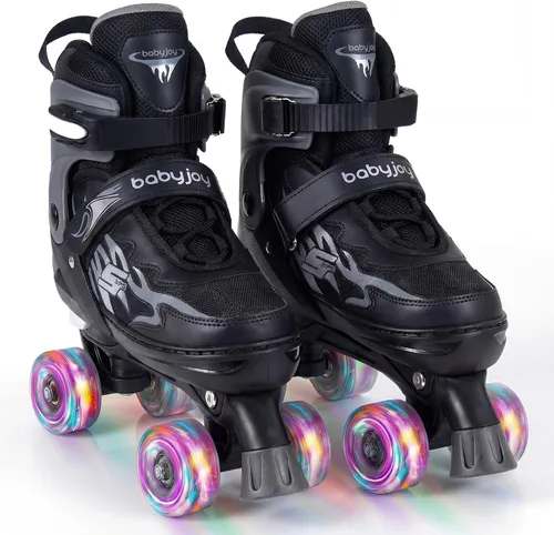 Miniatura 13 de BABY JOY Patines de ruedas ajustables en 4 tamaños para niños de 5 a 14 años de edad, niñas y adolescentes con ruedas iluminadas y protección