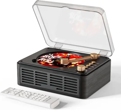 CARONSORT Reproductor de CD con altavoces, Bluetooth, nostálgico, retro, reproductores de CD portátiles para el hogar, reproductor de música de
