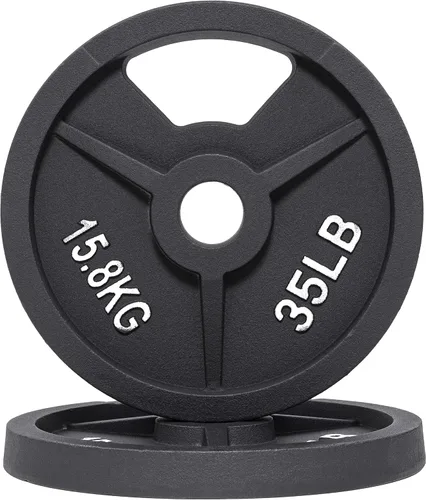 Miniatura 12 de Fitvids Placa de pesas olímpica de 2 pulgadas y de hierro fundido estándar de 1 pulgada para entrenamiento de fuerza y levantamiento de pesas