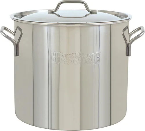 Bayou Classic 1440 Hervidor de acero inoxidable económico de 40 cuartos de galón con asas soldadas resistentes para un manejo seguro, tapa