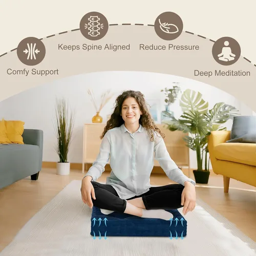 Miniatura 7 de Wellsin Cojines de Suelo Cuadrados para Adultos y Niños - Cojín de Suelo de Meditación para Asientos - Cojín de Suelo Acolchado con Espuma Triturada