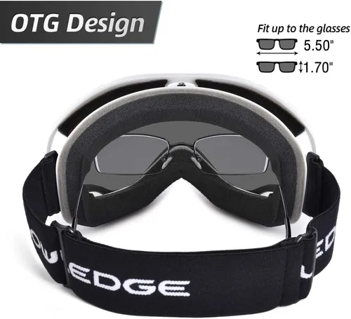 Miniatura 3 de Gafas de esquí para esquí, snowboard, motos de nieve para hombres, mujeres y adultos, antivaho 100% protección UV A2-marco blanco brillante/lente