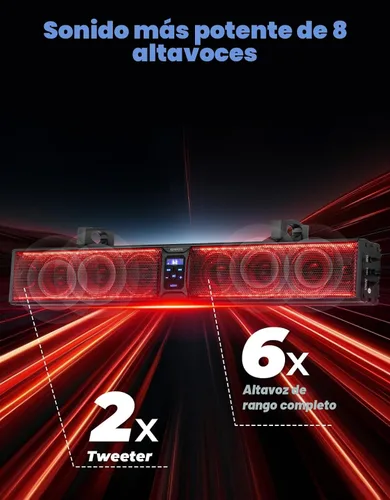 Miniatura 2 de KEMIMOTO Barra de sonido con 8 altavoces de 32 pulgadas, barra de sonido de metal resistente para ATV UTV, luz RGB impermeable Bluetooth, barra