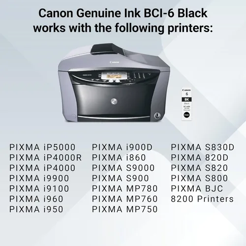 Miniatura 5 de Canon BCI-6 Depósito de tinta negra auténtica, compatible con iP5000, iP4000R, iP4000, i9900, i9100, i960, i950, i900D, i860, S9000, S900, MP780
