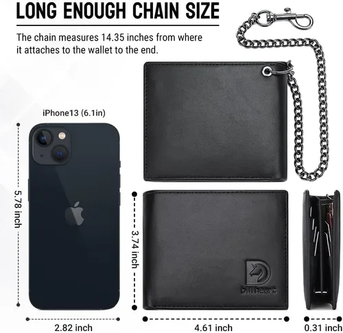 Miniatura 7 de billetera bifold chain, Negro2, Moda