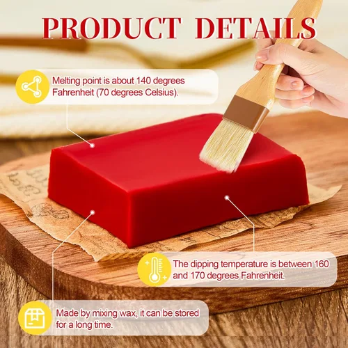 Miniatura 3 de Bloque de cera de queso para conservar queso, 2.2 libras, cera roja para hacer queso con cepillo para almacenamiento a largo plazo, para una
