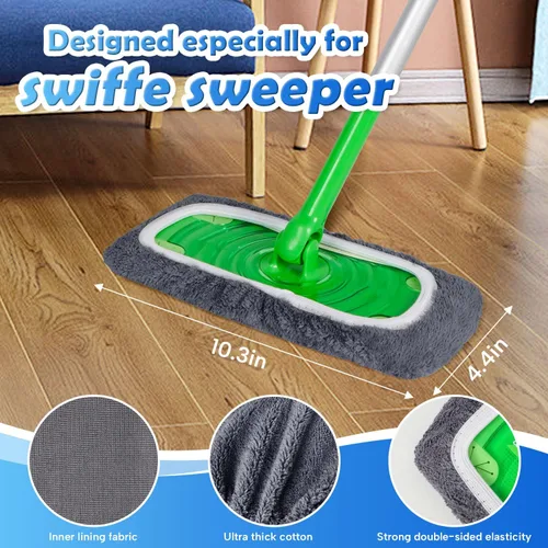 Miniatura 3 de 6 almohadillas de microfibra reutilizables compatibles con Swiffer Sweeper, paños de barrido en seco y paños húmedos, almohadillas lavables