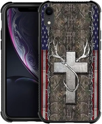 Miniatura 29 de DJSOK Funda compatible con iPhone XR, H American Eagle Flag con cuatro esquinas, protección a prueba de golpes, TPU suave y patrón de policarbonato