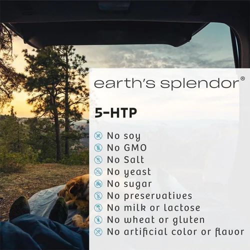 Miniatura 2 de Earth's Splendor Suplemento 5-HTP para hombres y mujeres, sin conservantes artificiales, color o sabor, sin OMG, 100 mg