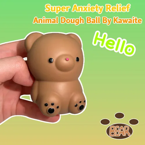 Miniatura 2 de Pelota de arcilla para aliviar el estrés de oso marrón (1 paquete) - Bola de arcilla para apretar animal esponjosa - Bolas antiestrés elásticas