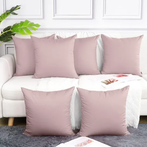 Miniatura 12 de Coddsmz Paquete de 6 fundas de almohada decorativas 100% algodón, fundas de cojín cuadradas de Navidad sólidas para el hogar, cama, sofá, día