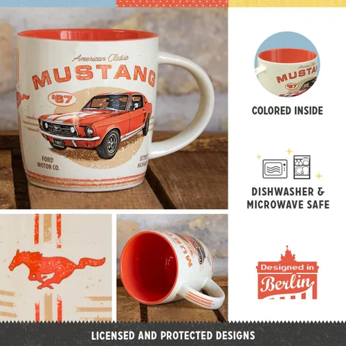 Miniatura 3 de Nostalgic-Art Taza de café retro, 11.2 oz, Ford Mustang – GT 1967 Red – Idea de regalo para los fanáticos de Ford, producto oficial de licencia