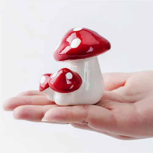 Miniatura 4 de WANSHUNLMI Tapones de pernos de inodoro de hongo rojo, tapas de pernos de inodoro altos de hongo de cerámica, bonita decoración de baño, fácil Rojo