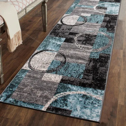 Miniatura 34 de Rugshop - Alfombra contemporánea con diseño abstracto de círculos, alfombra con respaldo de yute para entrada, cocina o habitación pequeña, marrón