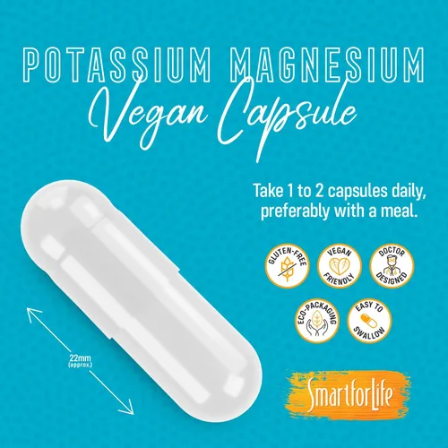 Miniatura 3 de SMART FOR LIFE Suplemento de potasio y magnesio - 30 cápsulas veganas - Suplemento de magnesio y potasio - Complejo mineral de alta absorción