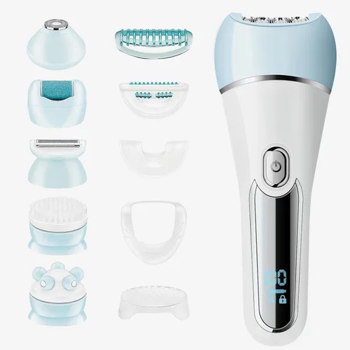Depiladora para mujeres, depiladora 6 en 1, afeitadora, maquinilla de afeitar, cepillo facial, masaje facial y exfoliante corporal, depilación