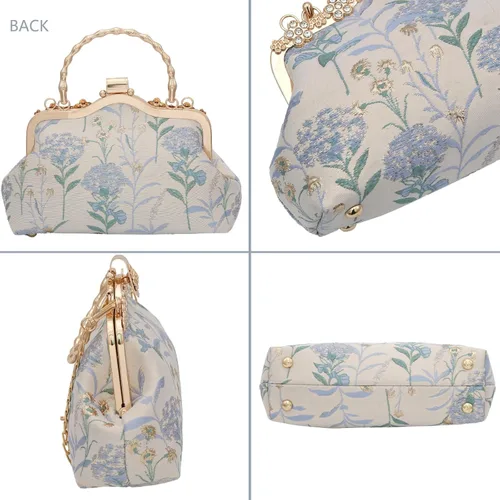 Miniatura 4 de YeBon Retro Shoulder Chain Messenger Clutch Chinese Style Embroidered Jacquard Women's Evening Bags