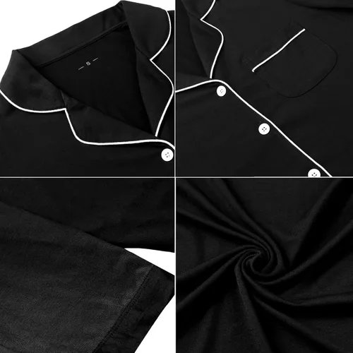 Miniatura 171 de Samring Camisón de pijama para mujer, manga corta/larga, con botones, camisón para dormir, camisón para novio, talla XXL