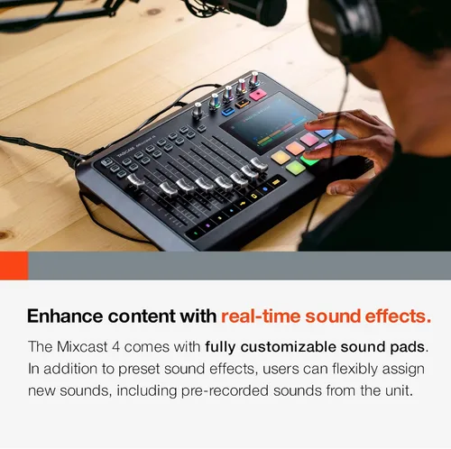 Miniatura 9 de TASCAM Mezclador de transmisión de podcasts Mixcast 4, grabadora e interfaz de audio USB: cuatro entradas de micrófono XLR/TRS, pantalla táctil