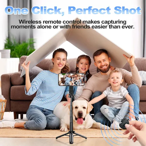 Miniatura 2 de Palo selfie magnético multifuncional 4 en 1 con rotación de 360°, mini trípode portátil extensible para teléfono con control remoto y anillo