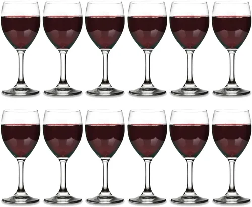 Vikko Copas de vino de 8.5 onzas, juego de 12 copas de vino pequeñas, para vino tinto y blanco con tallo, vidrio transparente para vino, vidrio