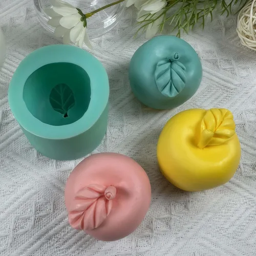 Miniatura 5 de GreatMold - Moldes de silicona para velas de manzana 3D, molde de yeso perfumado de grado alimenticio (manzana 3D)