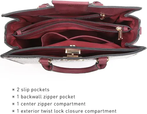 Miniatura 5 de Dasein Bolsos de mano para mujer, bolsos de mano con asa superior, bolsos de trabajo, bolsos de hombro con embrague a juego, juego de 2 piezas