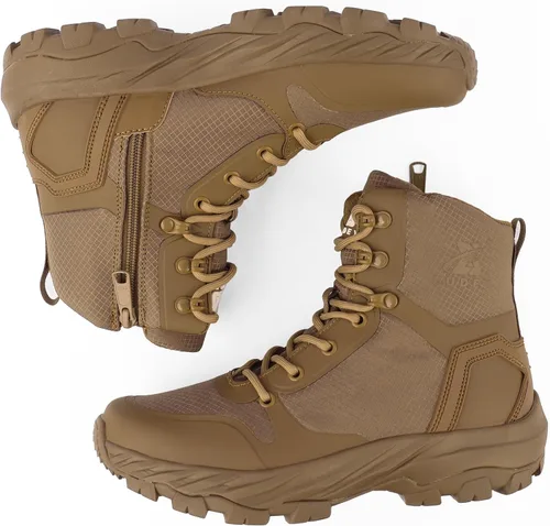 Miniatura 7 de Botas militares tácticas ligeras para hombre, cómodas, transpirables, duraderas, con cremallera lateral YKK, antideslizantes, botas de combate