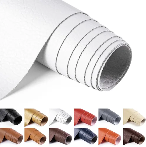 ANMINY Tela de cuero sintético de vinilo de 54" de ancho para tapicería por yarda de 0.7MM de espesor, cuero PU suave para exteriores, material de