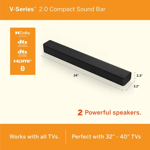 Miniatura 2 de VIZIO Barra de sonido compacta V-Series 2.0 con Dolby Audio, DTS:X, Bluetooth V20x-J8