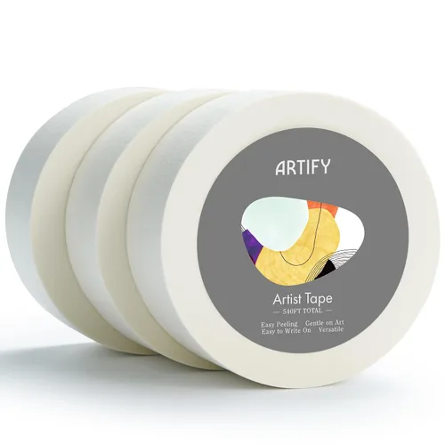 Miniatura 12 de ARTIFY - Cinta de artista para dibujar arte, paquete de 3 cintas adhesivas blancas de 0.5 pulgadas para acuarela, pintura, dibujo, lienzo, enmarcar