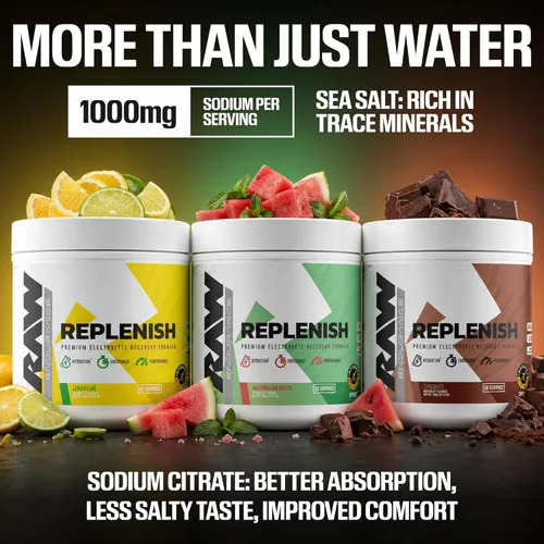 Miniatura 4 de RAW Replenish, fórmula de recuperación de electrolitos en polvo premium, limón lima (60 porciones) – Suplemento de mezcla de bebida de electrolitos