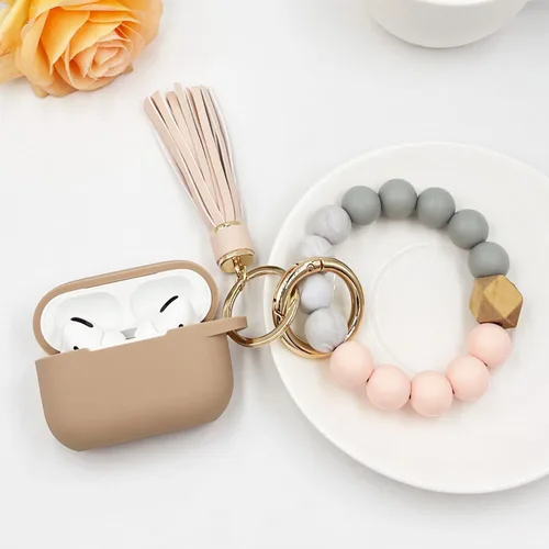Miniatura 5 de Koujaon Funda de silicona suave compatible con Airpods Pro con llavero de pulsera para Apple Airpod Pro de 1ª generación, funda para mujer