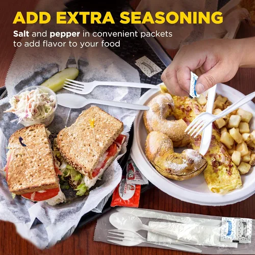 Miniatura 4 de Fit Meal Prep Paquete de 75 utensilios envueltos individualmente, juego de cubiertos de plástico blanco preenvasados con cuchara, tenedor, cuchillo