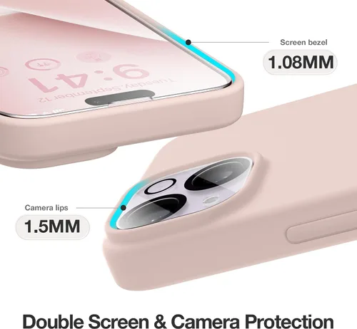 Miniatura 654 de GONEZ Funda de silicona para iPhone 15 Pro Max, compatible con Magsafe, protector de cámara + protector de pantalla, forro de microfibra suave