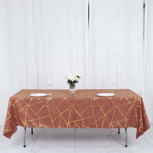 Miniatura 44 de Efavormart - Mantel redondo de poliéster de 120 pulgadas con patrón geométrico dorado Morado