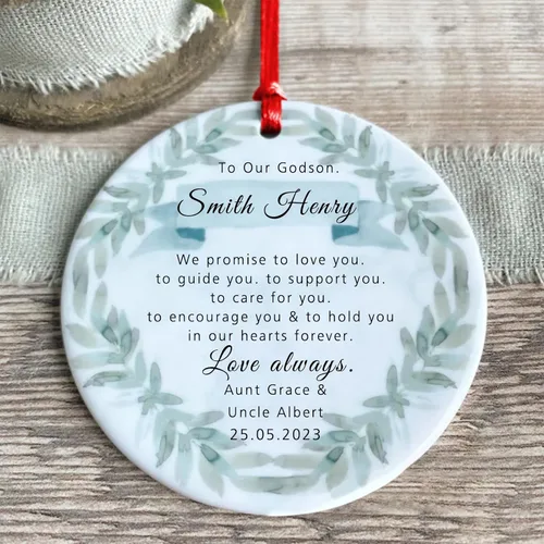 Miniatura 8 de Recuerdos personalizados de adorno de Navidad para bebé, regalos de bebé que llegan, adornos de cerámica para árbol de Navidad, adornos de primera