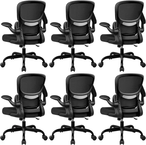 Miniatura 14 de ALLGOD Silla de oficina ergonómica, silla de escritorio ergonómica de malla transpirable con soporte lumbar ajustable, reposabrazos abatibles