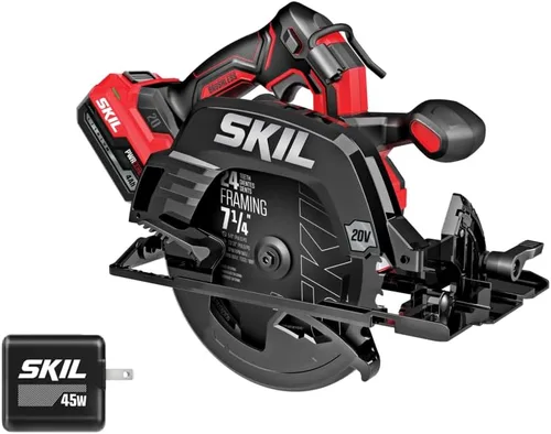 Miniatura 9 de SKIL PWR CORE 20 sin escobillas 20V 7-1/4" 5300 RPM, kit de sierra circular que incluye batería de litio de 4.0Ah y cargador rápido-CR5440B-10