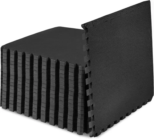 Miniatura 11 de ProsourceFit Alfombrilla de Ejercicio de Rompecabezas Extra Gruesa de ¾" y 1", Baldosas Entrelazadas de Espuma EVA para Suelo de Entrenamiento Gris