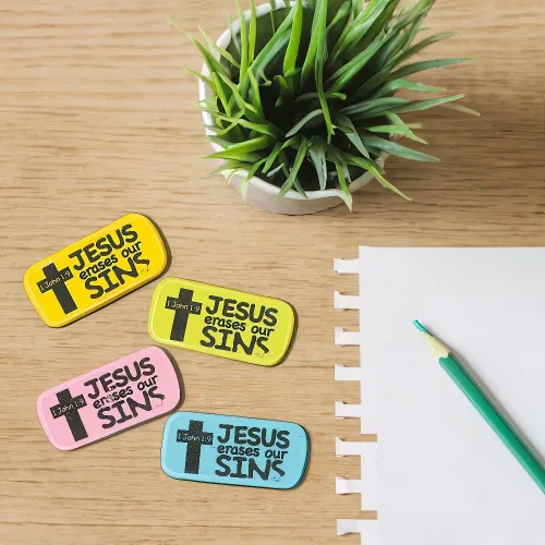 Miniatura 3 de Borradores de Jesús Erases Our Sins - 24 piezas - Papelería para la iglesia, escuela dominical y suministros de Pascua
