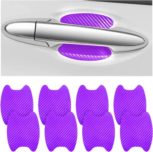 Miniatura 12 de 8 unidades de calcomanías para manija de puerta de coche, protector antiarañazos de fibra de carbono para taza de puerta de coche, película