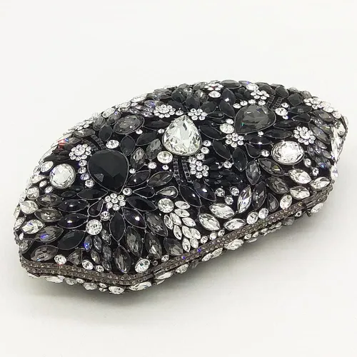 Miniatura 5 de Boutique De FGG Bolsos de noche de flores y embragues para mujer, bolsos formales de diamantes de imitación, bolsos de mano de cristal de boda