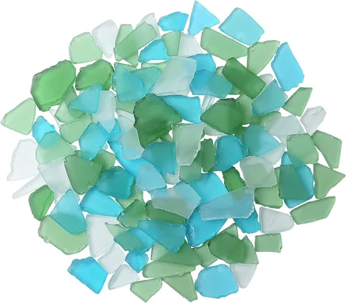 Miniatura 23 de Giftvest Vidrio de mar para manualidades, adornos planos de vidrio de mar esmerilado, relleno de jarrón, suministros de manualidades para playa