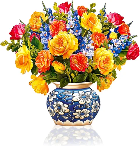 Miniatura 4 de Freshcut Paper Dahlia Sunrise - Tarjetas emergentes 3D de tamaño real de 14.5 pulgadas, tarjeta de felicitación, cumpleaños, día de la madre