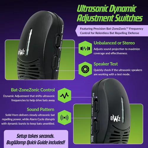 Miniatura 3 de Repelente ultrasónico directo de bates BWZ600 - Con control de frecuencia Bat-ZoneZonic™ para repeler con precisión los murciélagos