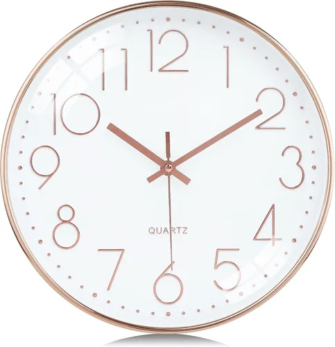 Miniatura 10 de Lafocuse Reloj de pared silencioso azul marino de 12 pulgadas, funciona con pilas, reloj de pared analógico para cocina, sala de estar, dormitorio