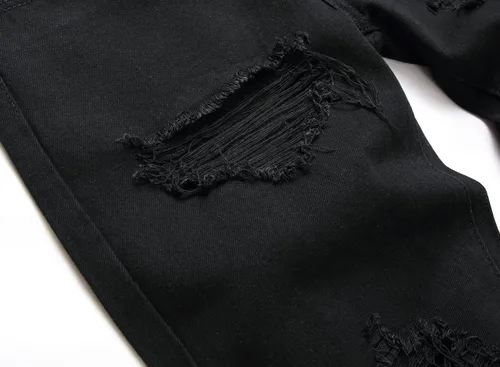Miniatura 5 de OIIIO Pantalón vaquero de pierna recta rasgados para hombre